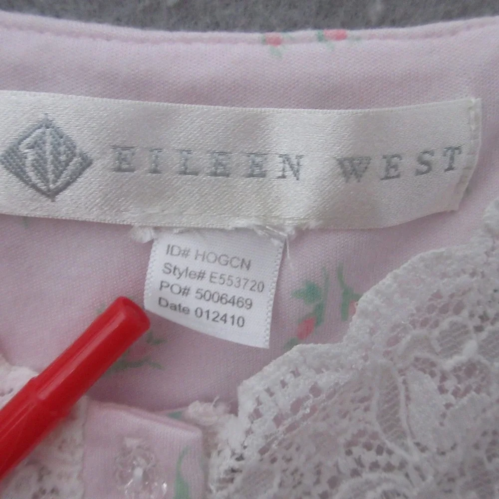 Eileen West Nightgown Small Pink Floral Lace Trim Cottage Core Boho Coquette
